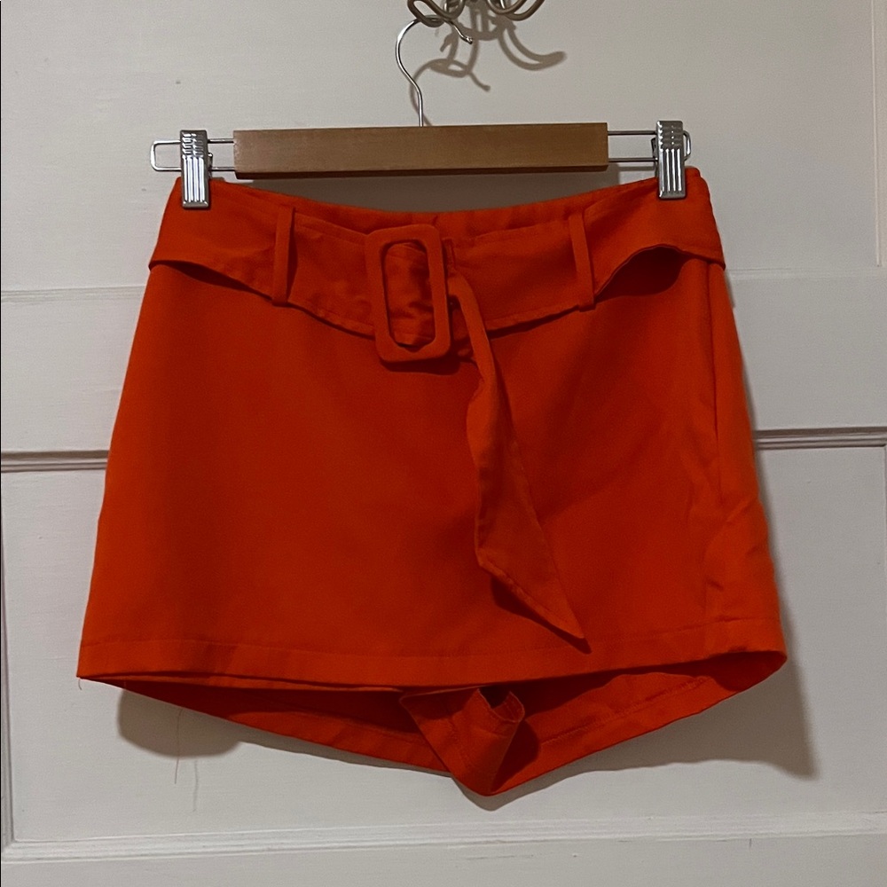 Women's Orange Belted Skort